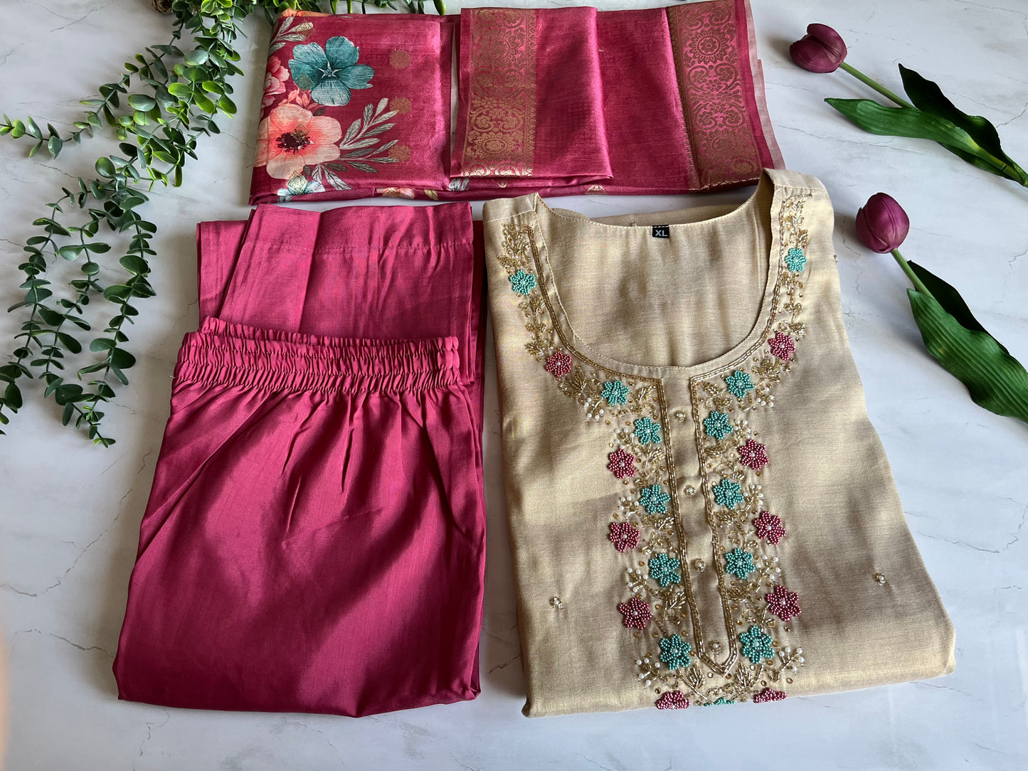 3 piece tissue salwar suit