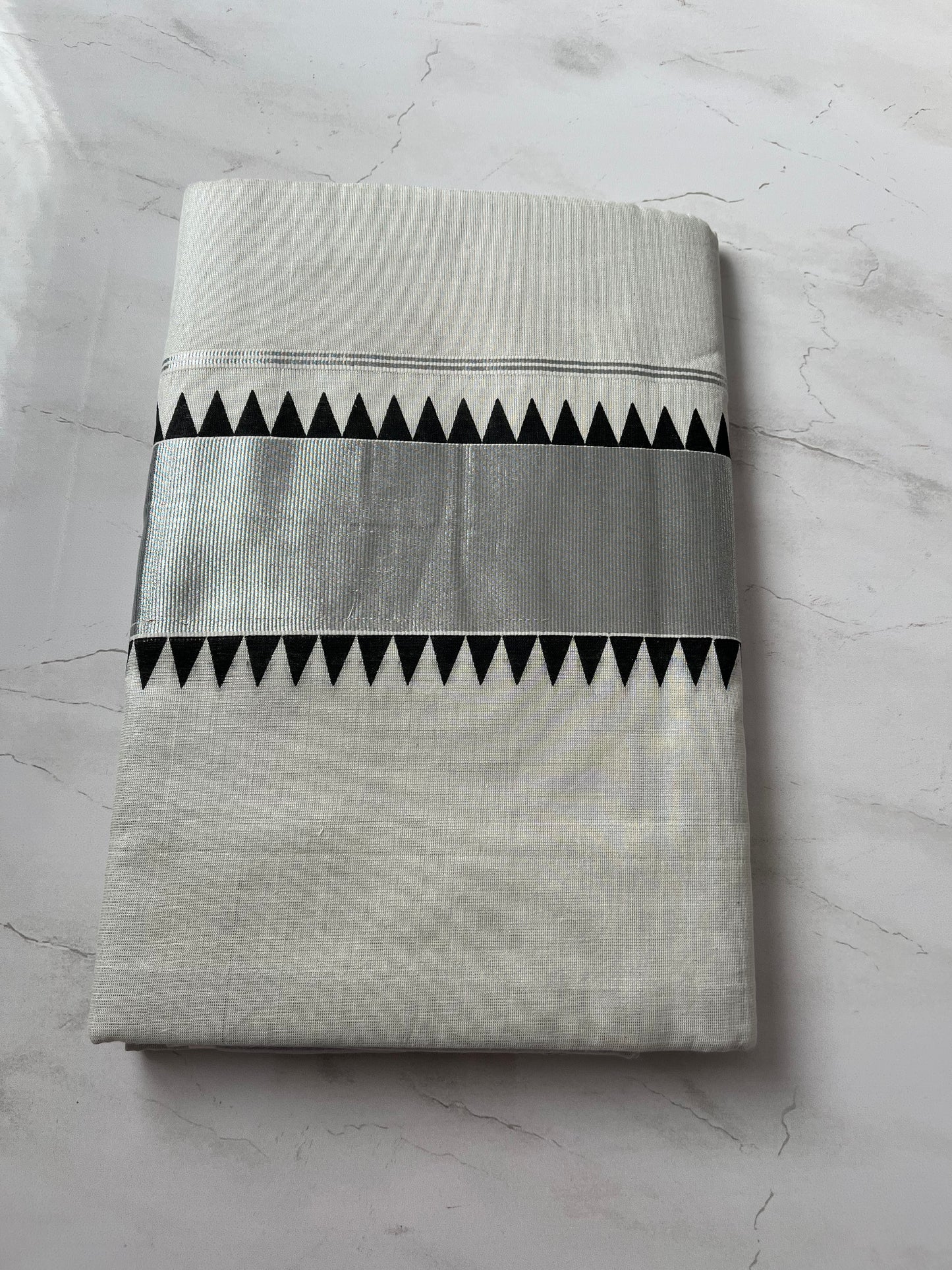 Set Saree tissue silver black