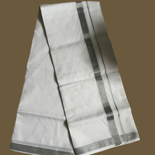 Mundu double dhoti silver