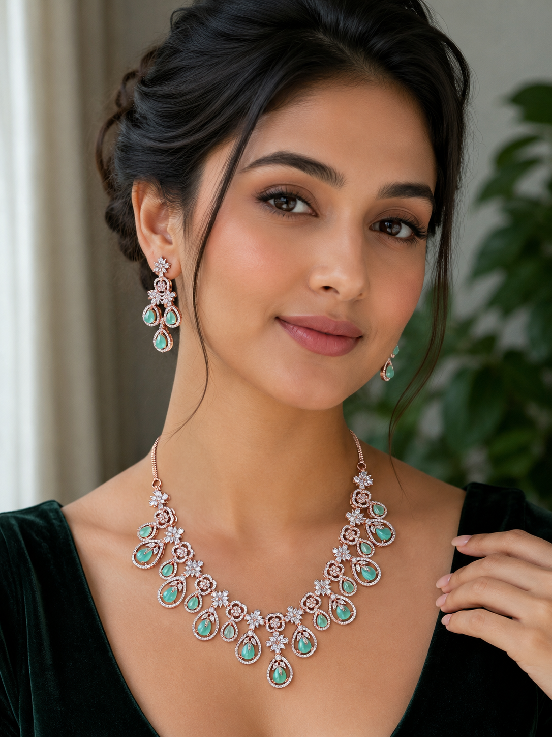 Necklace earrings set designer wedding collection