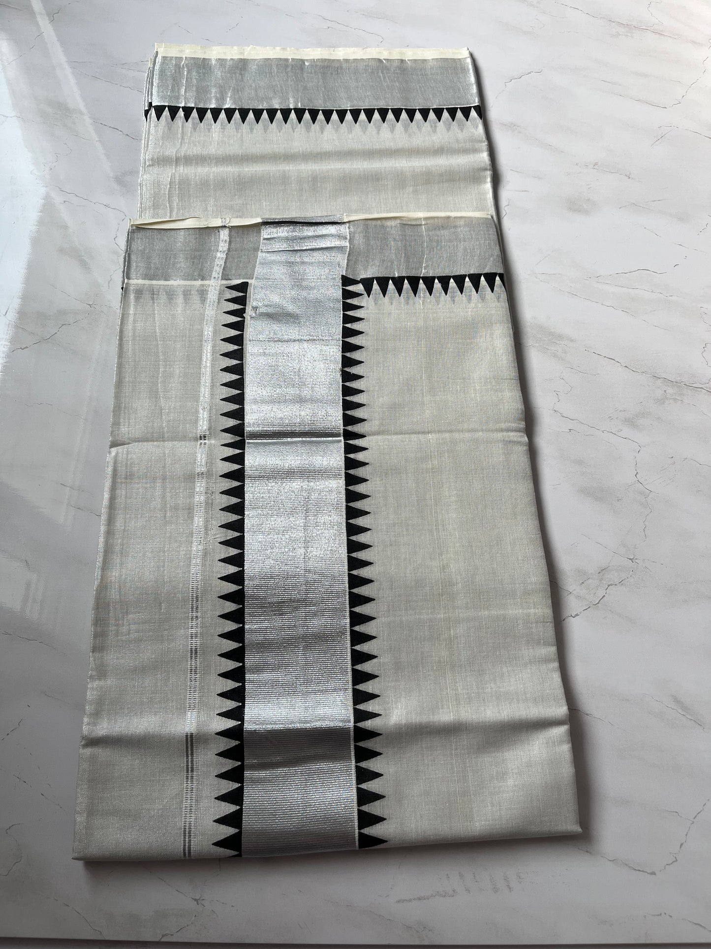 Set Saree tissue silver black