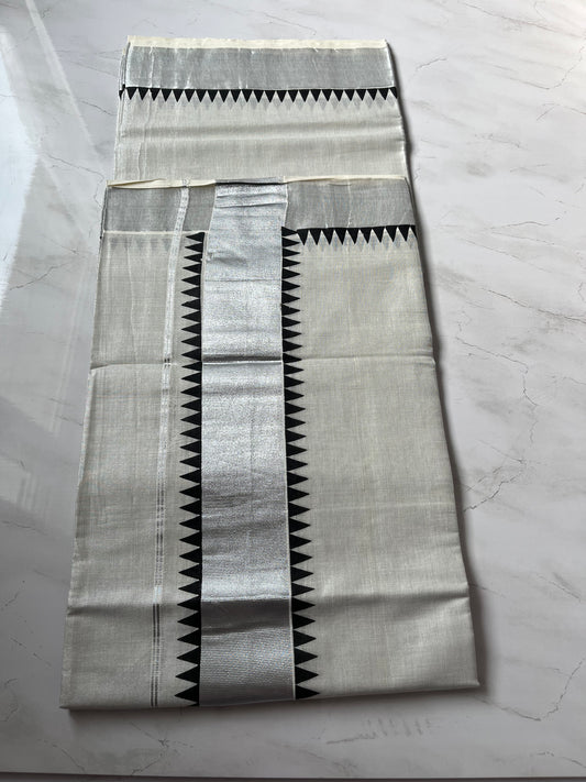 Set Saree tissue silver black