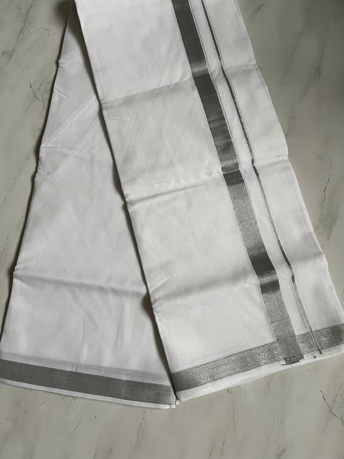 Mundu double dhoti silver