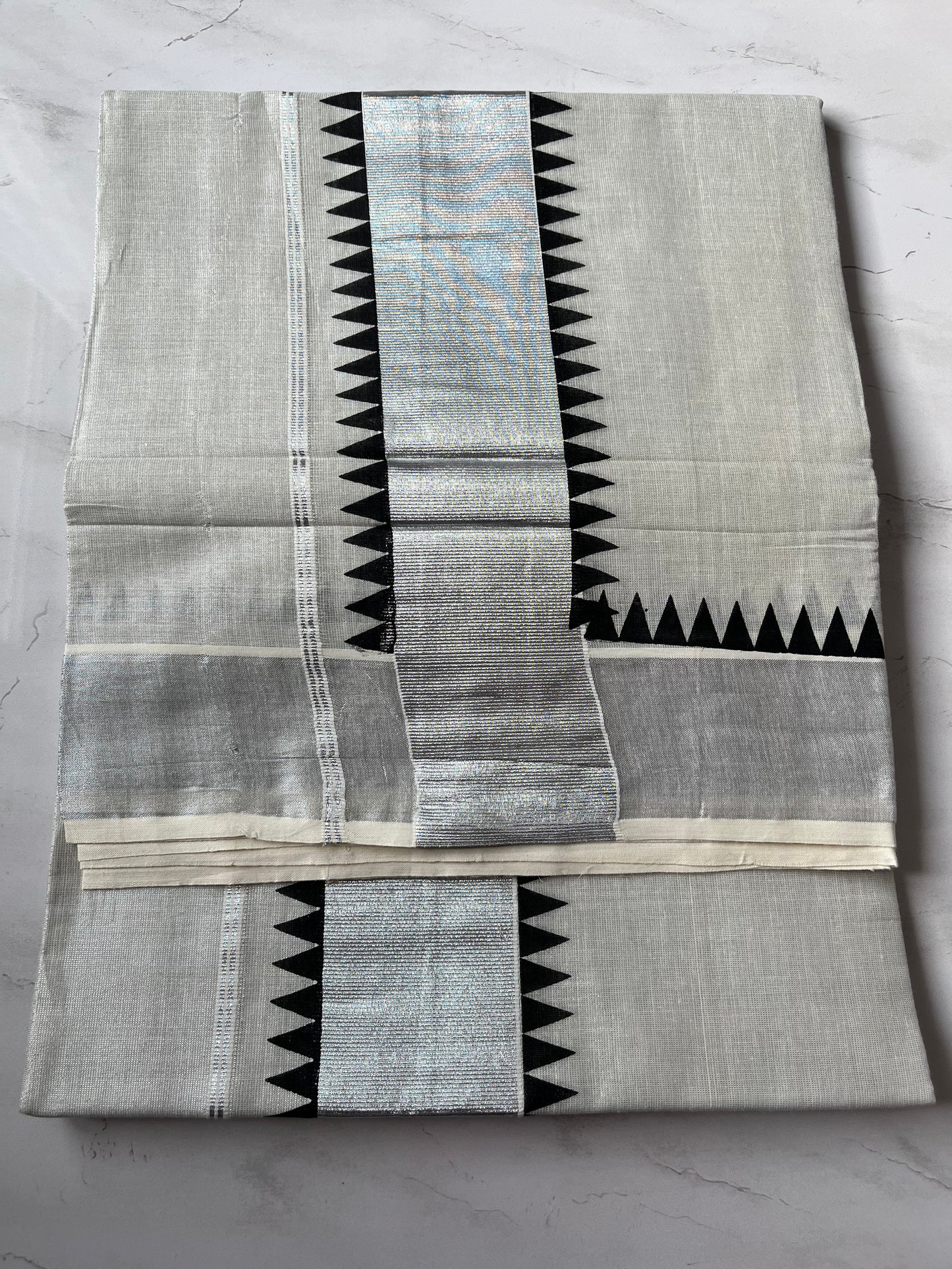 Set Saree tissue silver black