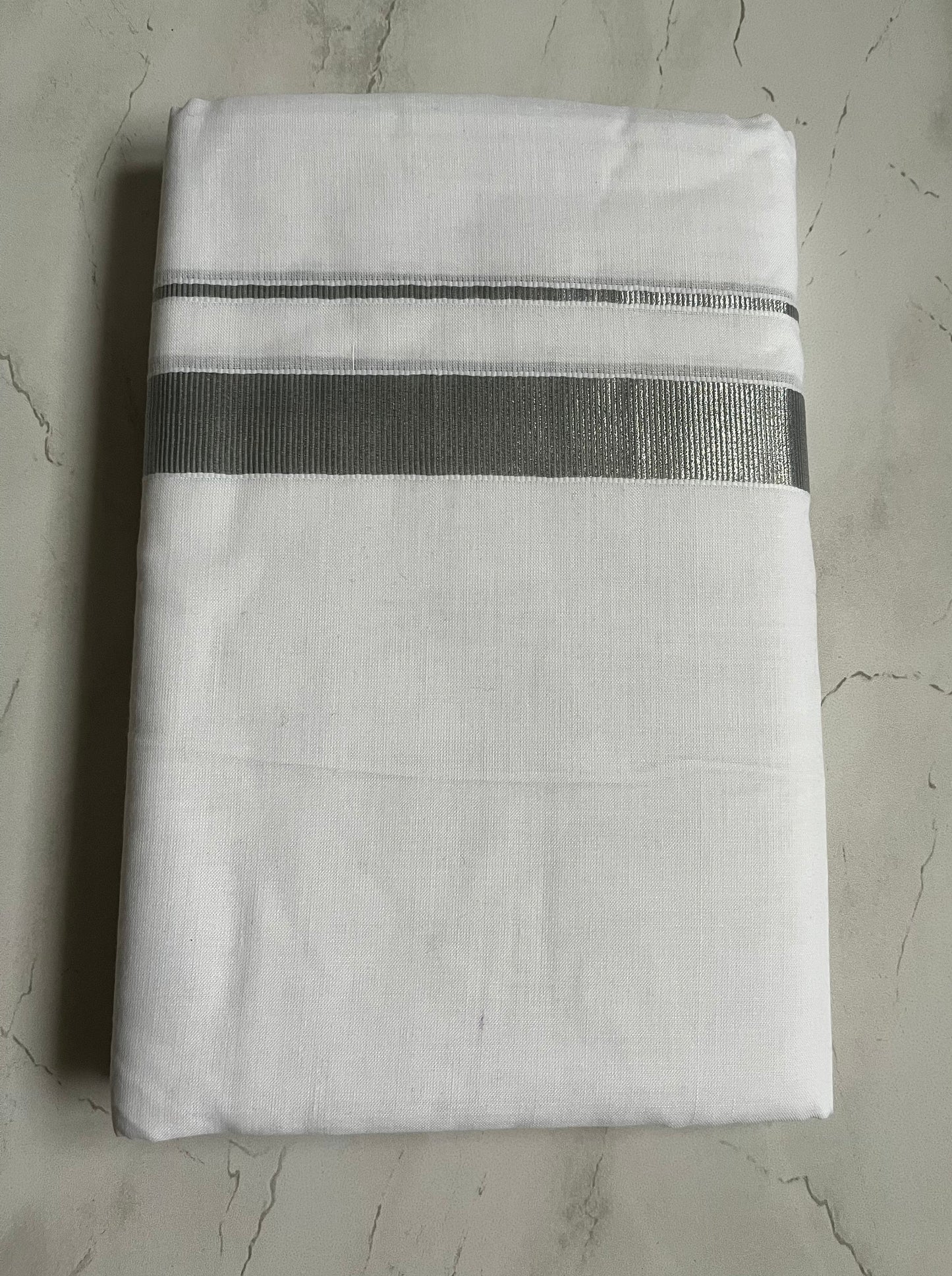 Mundu double dhoti silver