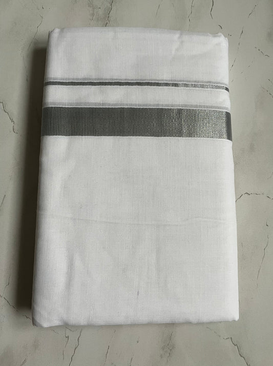 Mundu double dhoti silver