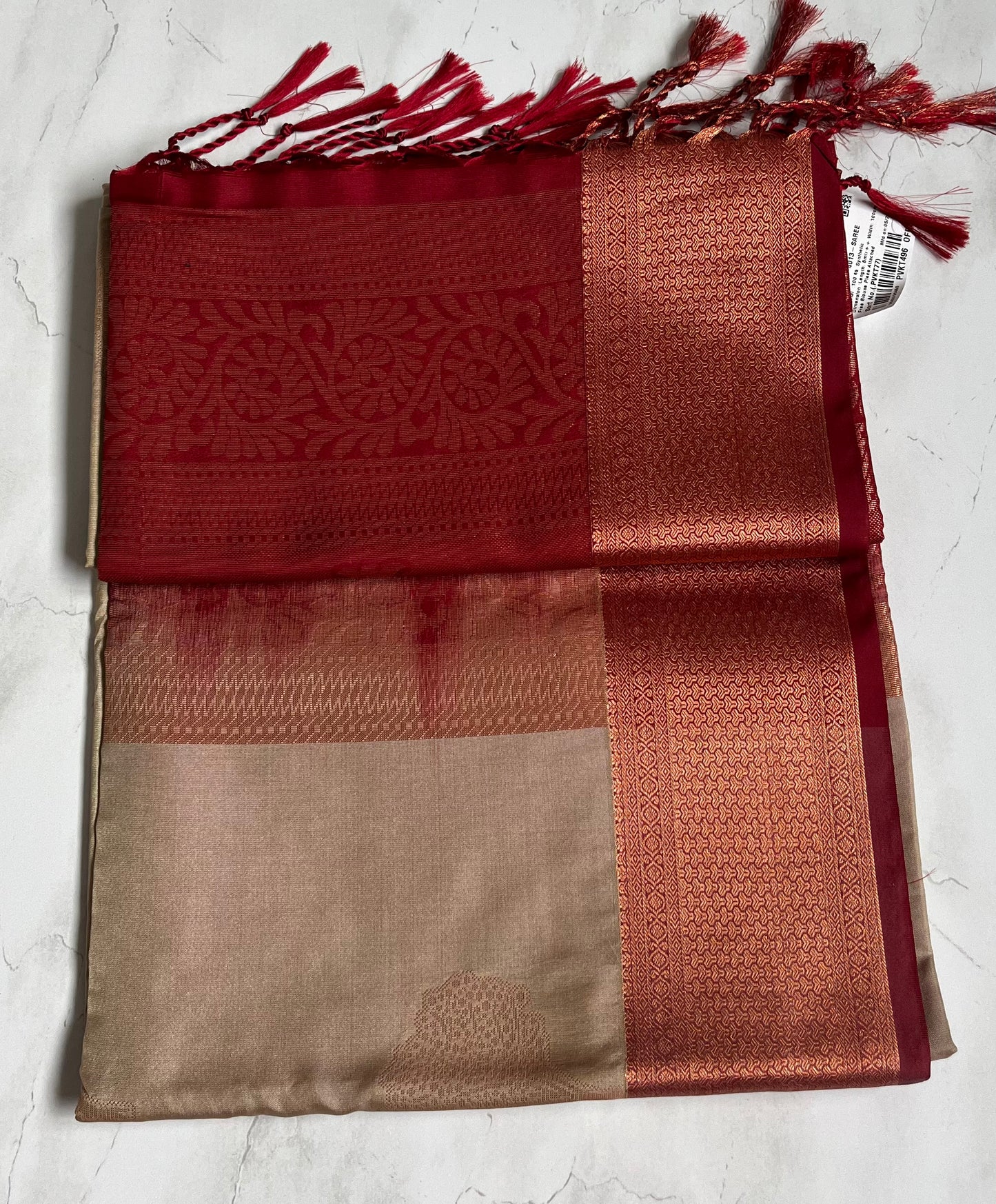 Contrast Red Silk Saree