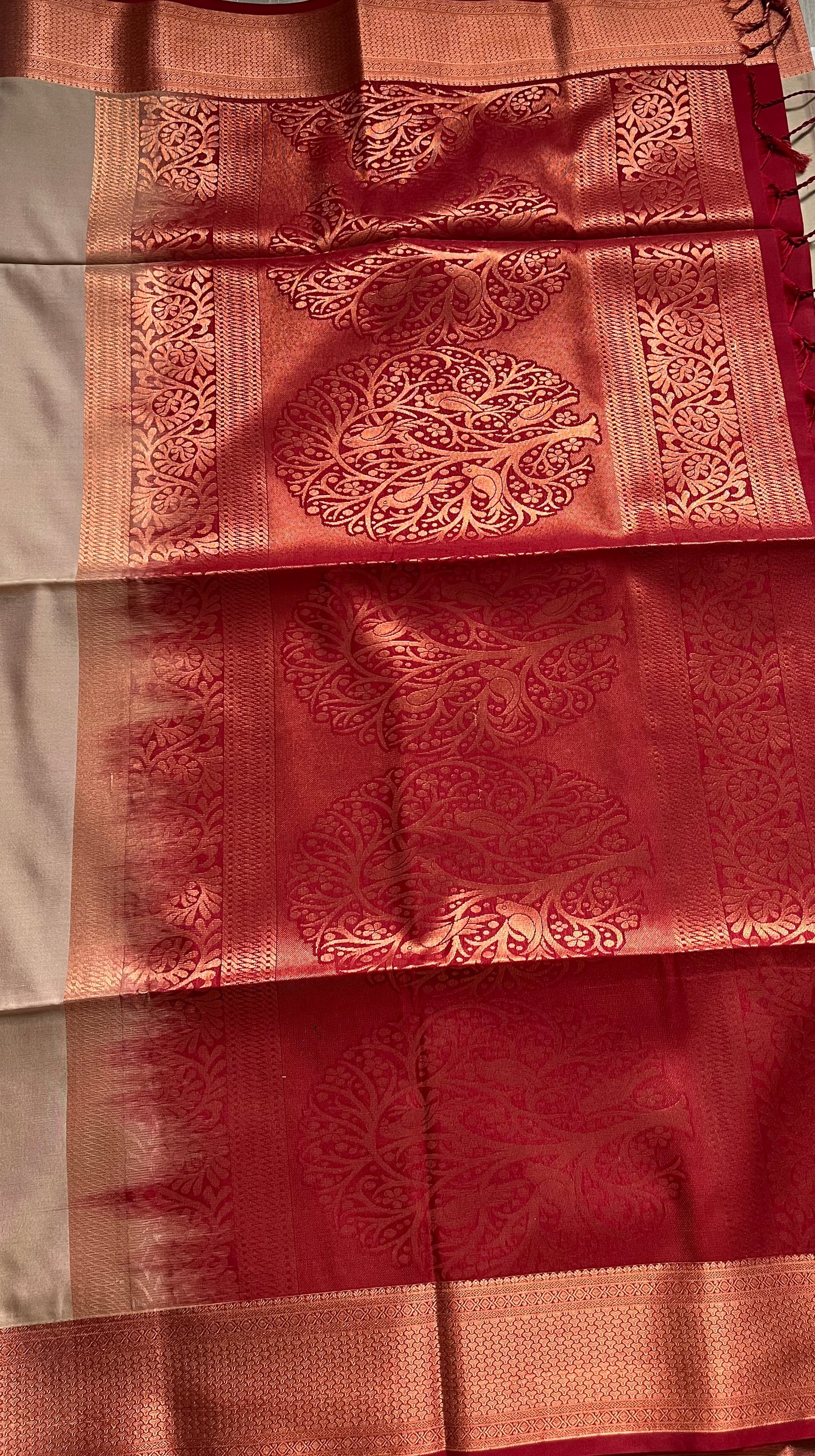 Contrast Red Silk Saree